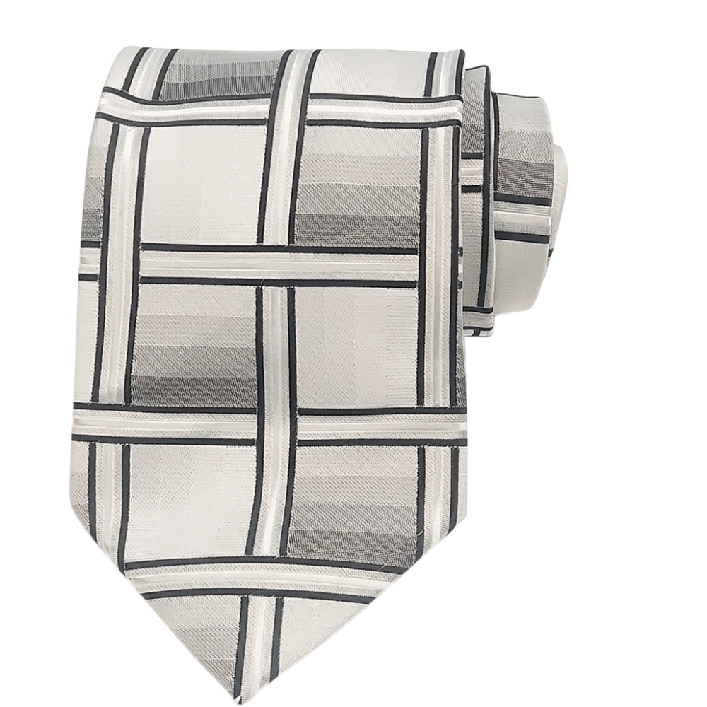 VENETTO Collection Venetian Gray and Black Plaid Tie
